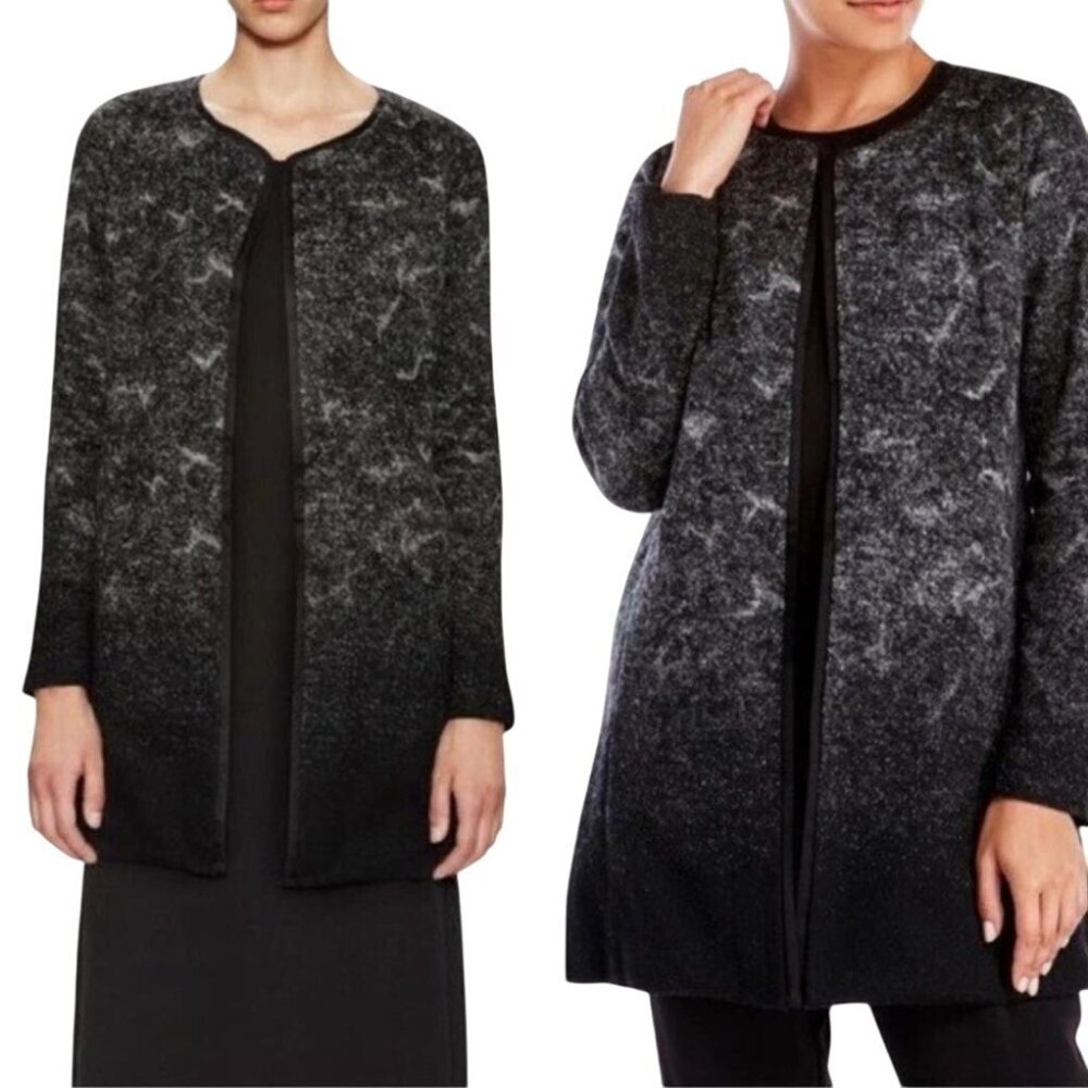 Eileen Fisher Felted Wool Sprinkles Ombre Quiet Luxury Open Front Jacket Size L